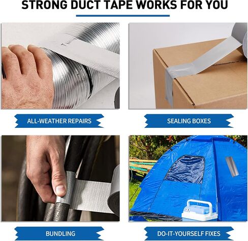 2 Pack Silver Duct Tape Heavy Duty - 1.88 in x 35 Yard, Waterproof, Strong, Flexible, No Residue and Tear by Hand - Use for Indoor & Outdoor, Repairs, Industrial, Professional Use in Saudi Arabia