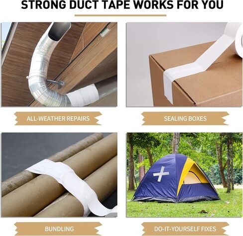 2 Pack Silver Duct Tape Heavy Duty - 1.88 in x 35 Yard, Waterproof, Strong, Flexible, No Residue and Tear by Hand - Use for Indoor & Outdoor, Repairs, Industrial, Professional Use in Saudi Arabia