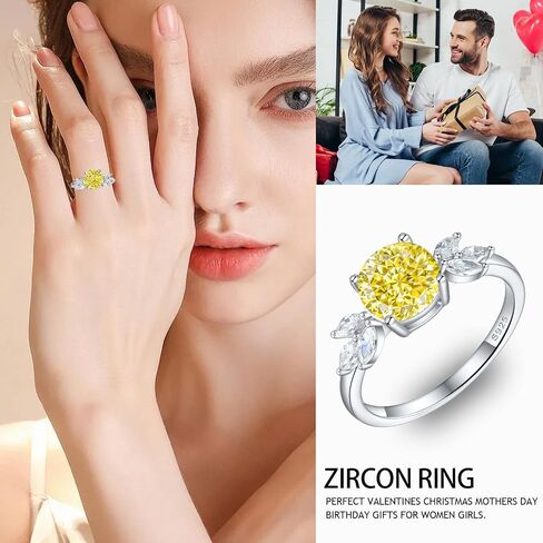 925 Sterling Silver Rings for Women White Gold Plated Cubic Zirconia Gemstone Jewelry Promise Rings Gift for Women Wife Mother Girl in Saudi Arabia