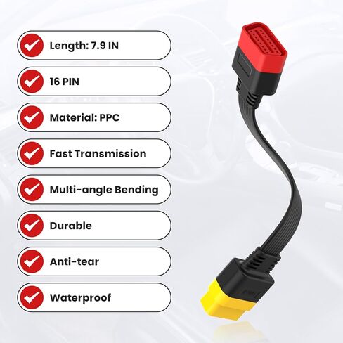كابل تمديد obd2 كامل 16 دبوس ذكر إلى أنثى obdii تمديد كابل للسيارة obd تشخيص موسع سلك موصل رشاقته المواد (20 سم / 0.65 قدم) in Kuwait