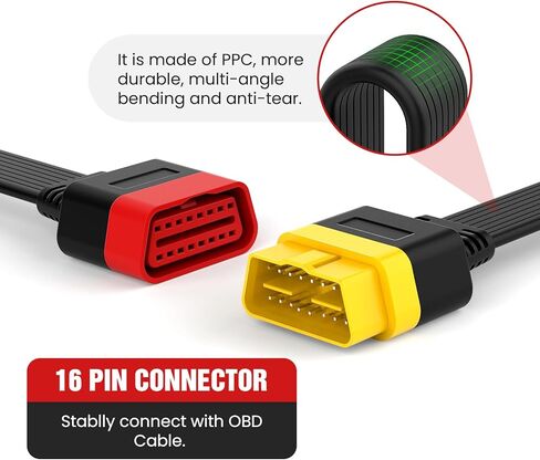 كابل تمديد obd2 كامل 16 دبوس ذكر إلى أنثى obdii تمديد كابل للسيارة obd تشخيص موسع سلك موصل رشاقته المواد (20 سم / 0.65 قدم) in Kuwait