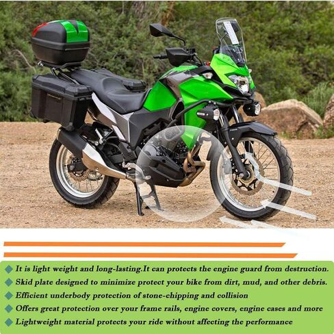 واقي محرك الدراجة النارية Bash Skid Plate Frame Guard حماية هيكل الألومنيوم متوافق مع K.awasaki Ve-rsys-X 300 Ve-rsys X300 KLE 300 KLE300 2017-2023 in Kuwait