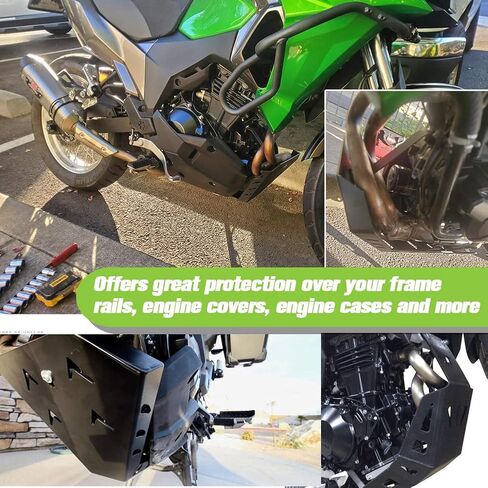 واقي محرك الدراجة النارية Bash Skid Plate Frame Guard حماية هيكل الألومنيوم متوافق مع K.awasaki Ve-rsys-X 300 Ve-rsys X300 KLE 300 KLE300 2017-2023 in Kuwait
