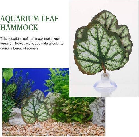 POPETPOP Floating Aquarium Plants 2pcs Beta Fish Leaf Bed Aquarium Green Plant Leaf Hammock Suction Cup Fish Tank Betta Fish Leaf Lounger Landscape Decoration Ornaments Betta Tank in Saudi Arabia