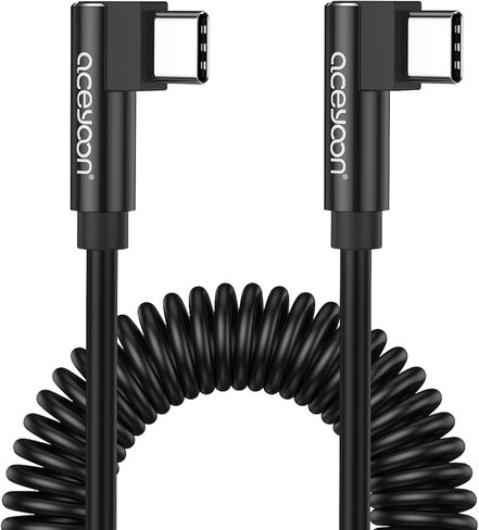 aceyoon 2pack ملفوف USB C كابل الشاحن 4ft قابل للسحب سريع شحن الربيع نوع C الحبل لفون 15 برو ماكس، سامسونج غالاكسي S24 / S23 / S22 / S21 / S20 / S10 / S9، هواوي، بكسل، آي باد ميني in Kuwait