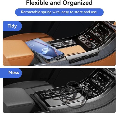 aceyoon 2pack ملفوف USB C كابل الشاحن 4ft قابل للسحب سريع شحن الربيع نوع C الحبل لفون 15 برو ماكس، سامسونج غالاكسي S24 / S23 / S22 / S21 / S20 / S10 / S9، هواوي، بكسل، آي باد ميني in Kuwait