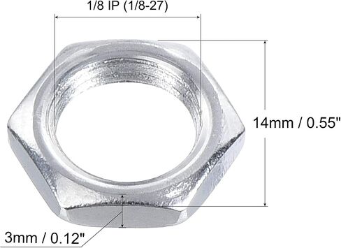 MECCANIXITY Hex Nuts, 9mm Screw Thread Hexagon Jam Nut Lock Fasteners for 1/8IP Lamp Pipe Rod, Galvanized Iron Pack of 100 in Saudi Arabia