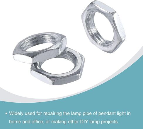 MECCANIXITY Hex Nuts, 9mm Screw Thread Hexagon Jam Nut Lock Fasteners for 1/8IP Lamp Pipe Rod, Galvanized Iron Pack of 100 in Saudi Arabia