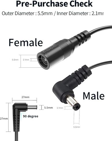 Tonton 2 Pack DC كابل تمديد الطاقة 3M 10FT 5.5mm x 2.1mm 90 درجة الزاوية اليمنى أنثى إلى DC ذكر سلك محول الطاقة لكاميرا CCTV الأمنية مراقبة LED DVR راوتر تأثير الغيتار دواسة (أسود) in Kuwait