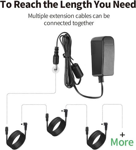 Tonton 2 Pack DC كابل تمديد الطاقة 3M 10FT 5.5mm x 2.1mm 90 درجة الزاوية اليمنى أنثى إلى DC ذكر سلك محول الطاقة لكاميرا CCTV الأمنية مراقبة LED DVR راوتر تأثير الغيتار دواسة (أسود) in Kuwait