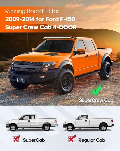 OCPTY 6 Inches Running Boards, Steps Nerf Bars Compatible for Ford F150 2009-2014 Super Crew Cab Side Step Nerf Bar Aluminum in Saudi Arabia