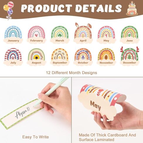 WERNNSAI 52PCS Boho Classroom Set Boho Happy Birthday Chart Calendar Decoration Rainbow Positive Bulletin Board for Home School Wall Birthday Cutouts Supplies in Saudi Arabia