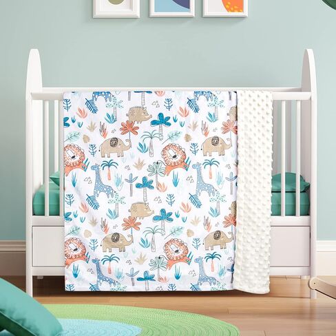 BORITAR Baby Blanket with Cute Lion for Boys and Girls Super Soft Minky with Double Layer Dotted Backing, Colorful Woodland Printed 30 x 40 Inch in Kuwait