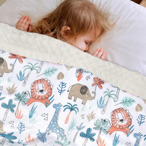 BORITAR Baby Blanket with Cute Lion for Boys and Girls Super Soft Minky with Double Layer Dotted Backing, Colorful Woodland Printed 30 x 40 Inch in Kuwait