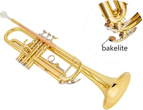 مجموعة البوق القياسية Bb Trumpet Gold النحاس/النيكل الفضي/النحاس الأصفر أدوات الموسيقى الأبواق المهنية المتقدمة للطلاب متضمنة ملحقات قطعة الفم in Saudi Arabia