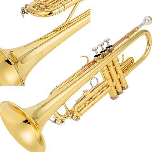 مجموعة البوق القياسية Bb Trumpet Gold النحاس/النيكل الفضي/النحاس الأصفر أدوات الموسيقى الأبواق المهنية المتقدمة للطلاب متضمنة ملحقات قطعة الفم in Saudi Arabia