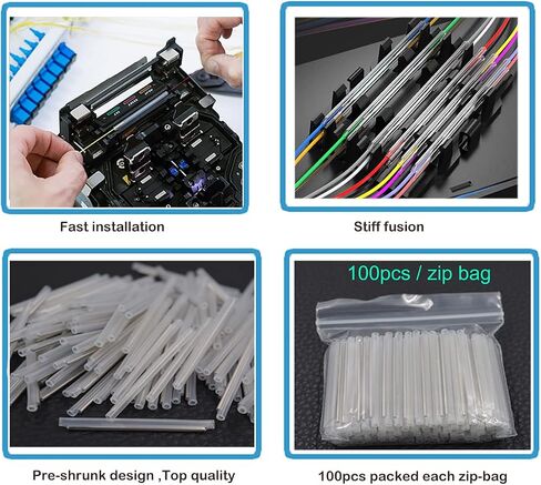 Preshrunk OD2.5mm Fiber Optic Fusion Splice Protection Sleeves 40mm Clear, Preshrink Fiber Splicing Heat Shrink Tube -1,000Pcs with Box in Saudi Arabia