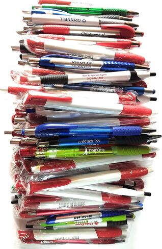 Wholesale Lot of 100 Misprint Ink Pens Ball Point Plastic Retractable Pens Mixed in Kuwait