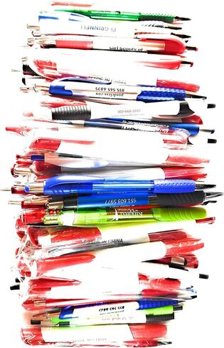 Wholesale Lot of 100 Misprint Ink Pens Ball Point Plastic Retractable Pens Mixed in Kuwait