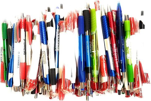 Wholesale Lot of 100 Misprint Ink Pens Ball Point Plastic Retractable Pens Mixed in Kuwait