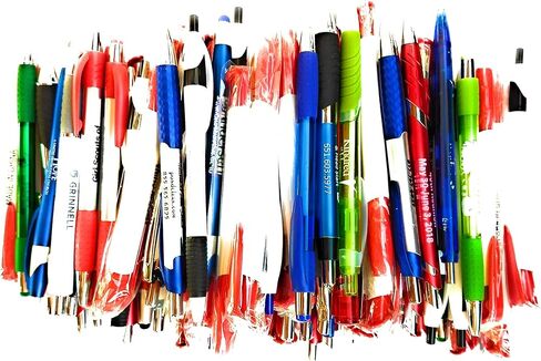 Wholesale Lot of 100 Misprint Ink Pens Ball Point Plastic Retractable Pens Mixed in Kuwait