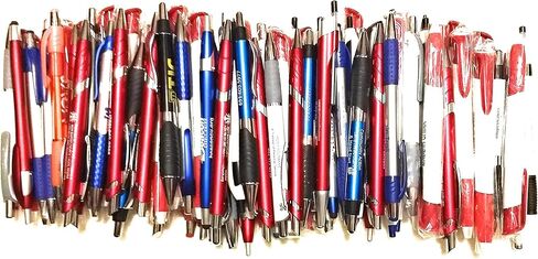 Wholesale Lot of 100 Misprint Ink Pens Ball Point Plastic Retractable Pens Mixed in Kuwait