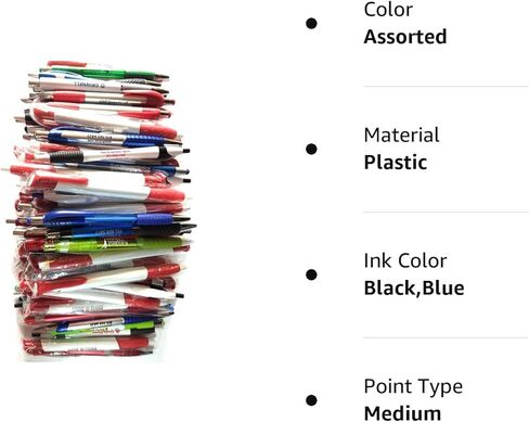 Wholesale Lot of 100 Misprint Ink Pens Ball Point Plastic Retractable Pens Mixed in Kuwait