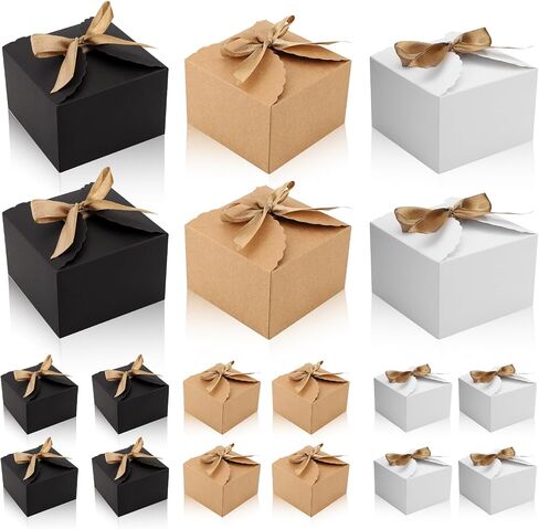 PEUTIER 18pcs Gift Boxes, 3.5x3.5x2.4 Inch Present Boxes Gift Boxes with Ribbon Gift Wrap Boxes Cute Paper Gift Boxes for Christmas Birthday Wedding Party Candy Chocolate (3 Colors) in Saudi Arabia