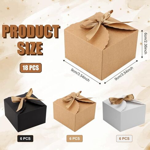 PEUTIER 18pcs Gift Boxes, 3.5x3.5x2.4 Inch Present Boxes Gift Boxes with Ribbon Gift Wrap Boxes Cute Paper Gift Boxes for Christmas Birthday Wedding Party Candy Chocolate (3 Colors) in Saudi Arabia
