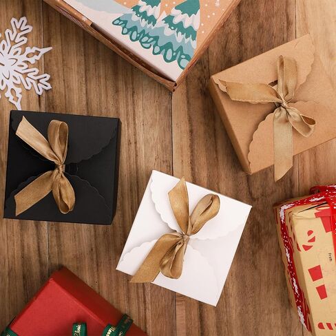PEUTIER 18pcs Gift Boxes, 3.5x3.5x2.4 Inch Present Boxes Gift Boxes with Ribbon Gift Wrap Boxes Cute Paper Gift Boxes for Christmas Birthday Wedding Party Candy Chocolate (3 Colors) in Saudi Arabia
