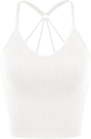 ODODOS حمالة صدر رياضية مبطنة للنساء Strappy Longline Wirefree Brami مضلع تانك القمم in Kuwait