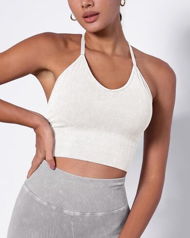 ODODOS حمالة صدر رياضية مبطنة للنساء Strappy Longline Wirefree Brami مضلع تانك القمم in Kuwait