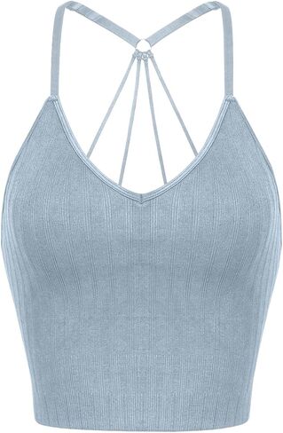 ODODOS حمالة صدر رياضية مبطنة للنساء Strappy Longline Wirefree Brami مضلع تانك القمم in Kuwait