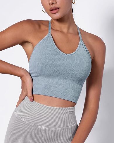 ODODOS حمالة صدر رياضية مبطنة للنساء Strappy Longline Wirefree Brami مضلع تانك القمم in Kuwait