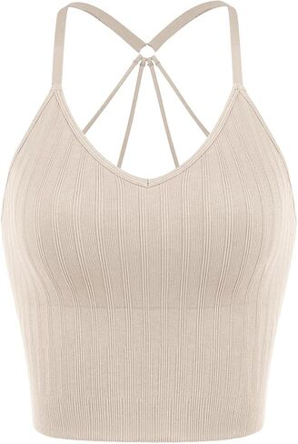 ODODOS حمالة صدر رياضية مبطنة للنساء Strappy Longline Wirefree Brami مضلع تانك القمم in Kuwait