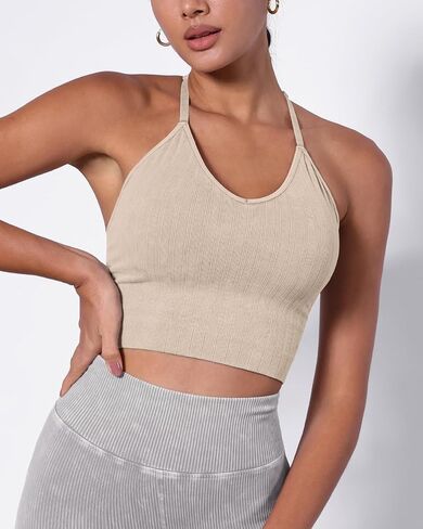 ODODOS حمالة صدر رياضية مبطنة للنساء Strappy Longline Wirefree Brami مضلع تانك القمم in Kuwait