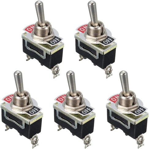 ESUPPORT Silver Contact Car Univeral Heavy Duty 20A 125V DPST 4 Terminal Copper ON/Off Rocker Toggle Switch Metal Pack of 5 in Kuwait