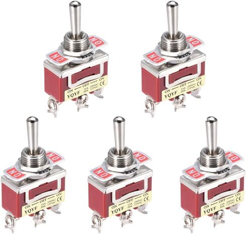 ESUPPORT Silver Contact Car Univeral Heavy Duty 20A 125V DPST 4 Terminal Copper ON/Off Rocker Toggle Switch Metal Pack of 5 in Kuwait