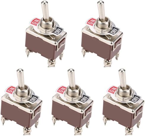 ESUPPORT Silver Contact Car Univeral Heavy Duty 20A 125V DPST 4 Terminal Copper ON/Off Rocker Toggle Switch Metal Pack of 5 in Kuwait