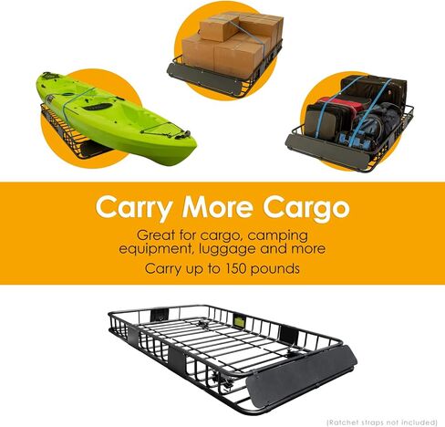 سلة البضائع ذات السقف الفولاذي؛ رف أمتعة حامل البضائع على السطح؛ يشتمل على مادة مانعة للتسرب لمنع الصدأ؛ حجم سلة السقف 64 بوصة × 39 بوصة × 6 بوصة أو 43 بوصة × 39 بوصة × 6 بوصة؛ Universal Fit SUV Car Van؛ فيديو سهل التثبيت in Kuwait