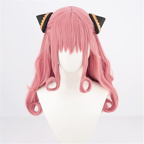 شعر مستعار أنيمي كوسبلاي مع دبابيس شعر شعر مستعار طويل للحفلات باللون الوردي للنساء والفتيات in Kuwait