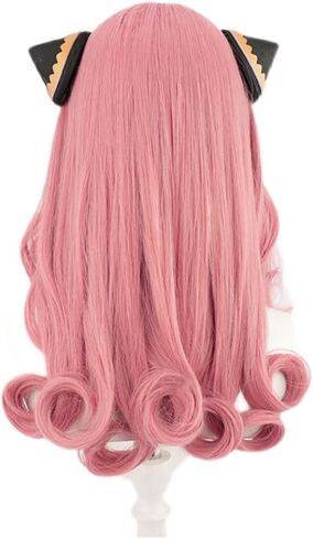 شعر مستعار أنيمي كوسبلاي مع دبابيس شعر شعر مستعار طويل للحفلات باللون الوردي للنساء والفتيات in Kuwait