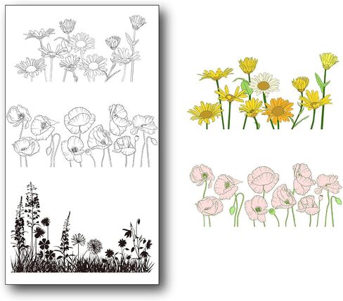 Flowers Blossom Background Clear Stamps for Card Making or Journaling, Floral Background Silicone Stamps for Scrapbooking Photo Album and Other Paper Crafts Decoration in Saudi Arabia