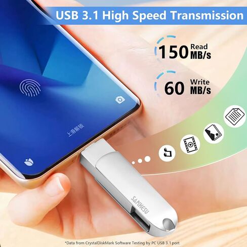 1TB USB C Flash Drive 3.1,Up to 120MB/s Read Speed, USB A and Type C OTG Thumb Drive, Dual Memory Sticks Compatible with iPhone 15, 16, 17 Series/Android Phones/PC/Laptop/Macs in Saudi Arabia