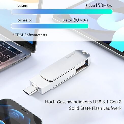 1TB USB C Flash Drive 3.1,Up to 120MB/s Read Speed, USB A and Type C OTG Thumb Drive, Dual Memory Sticks Compatible with iPhone 15, 16, 17 Series/Android Phones/PC/Laptop/Macs in Saudi Arabia