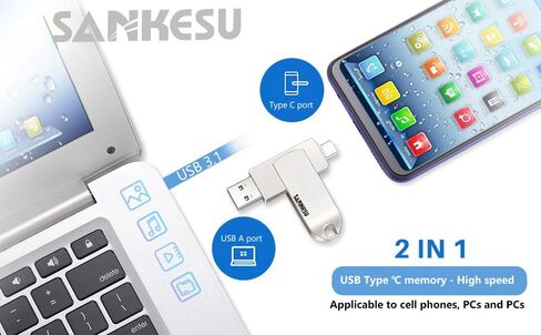1TB USB C Flash Drive 3.1,Up to 120MB/s Read Speed, USB A and Type C OTG Thumb Drive, Dual Memory Sticks Compatible with iPhone 15, 16, 17 Series/Android Phones/PC/Laptop/Macs in Saudi Arabia