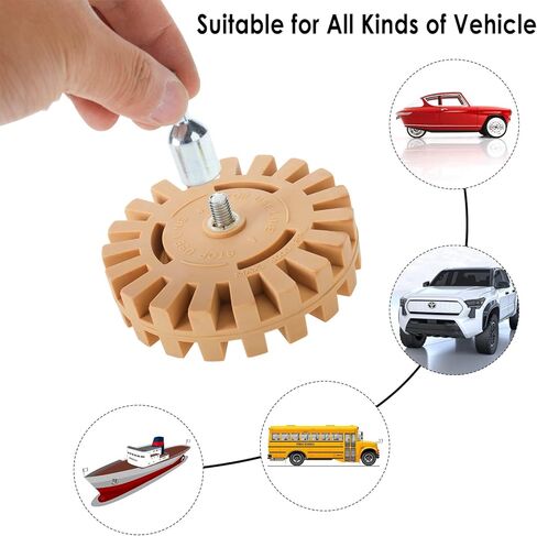 أداة إزالة اللاصق، مجموعة إزالة ملصقات عجلة الممحاة، مجموعة عجلة ممحاة مزيل الملصقات مع وسادات تلميع إسفنجية، وسادة تلميع صوف للسيارات والقوارب والدراجات والدراجات النارية in Kuwait