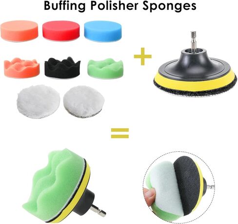 أداة إزالة اللاصق، مجموعة إزالة ملصقات عجلة الممحاة، مجموعة عجلة ممحاة مزيل الملصقات مع وسادات تلميع إسفنجية، وسادة تلميع صوف للسيارات والقوارب والدراجات والدراجات النارية in Kuwait