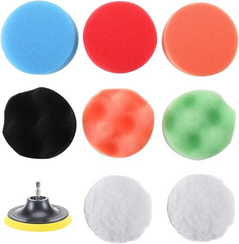 أداة إزالة اللاصق، مجموعة إزالة ملصقات عجلة الممحاة، مجموعة عجلة ممحاة مزيل الملصقات مع وسادات تلميع إسفنجية، وسادة تلميع صوف للسيارات والقوارب والدراجات والدراجات النارية in Kuwait