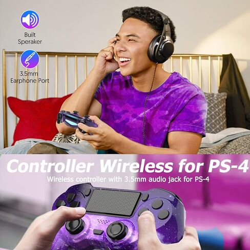 وحدة تحكم لاسلكية متوافقة مع Playstation 4/Slim/Pro/PS4، مع مقبس سماعة رأس استريو/صدمة مزدوجة/لوحة لمس/تحكم في الحركة سداسي المحاور in Saudi Arabia